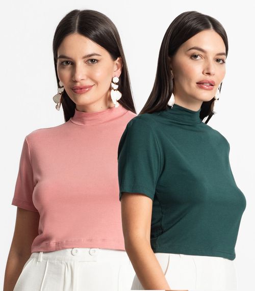 Kit 2 Blusas Cropped Feminina Select Sortido