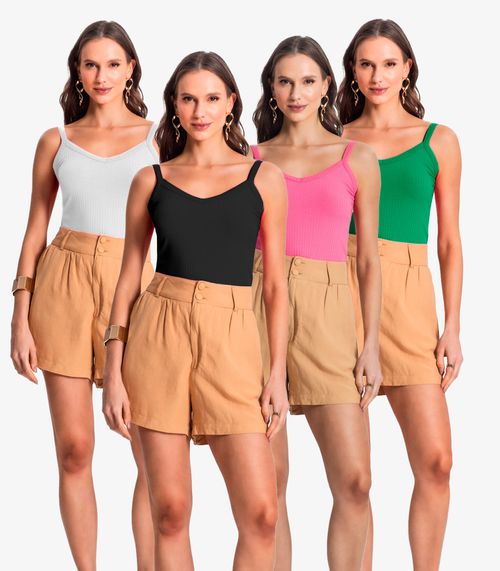 Kit 4 Blusas de Alça Feminina Select Sortido