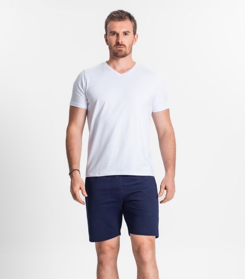Bermuda Masculina Plus Size Moletom Diametro Azul