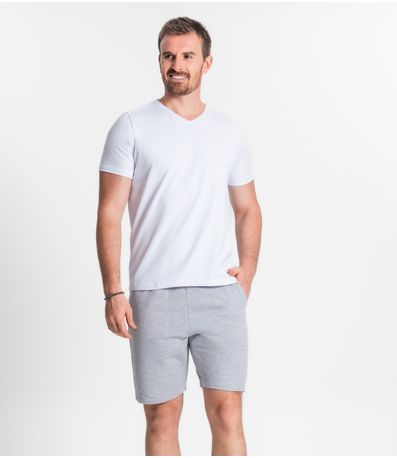 Bermuda Masculina Plus Size Moletom Diametro Cinza