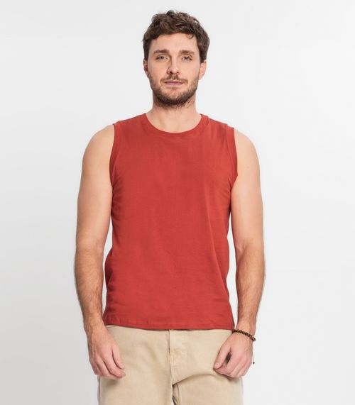 Regata Masculina Básico Meia Malha Diametro Laranja