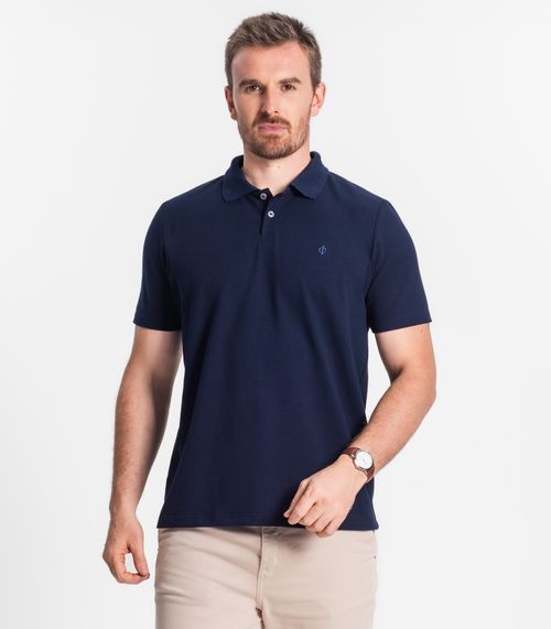Camisa Polo Básica Masculina Diametro Azul