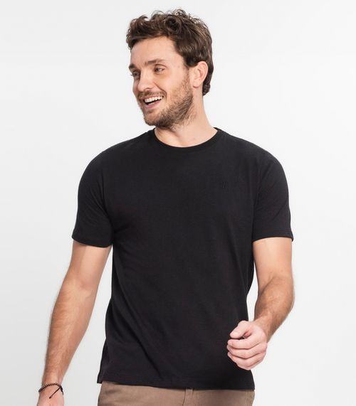 Camiseta Masculina Plus Size Meia Malha Diametro Preto