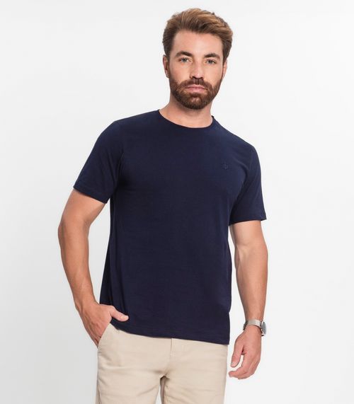 Camiseta Masculina Plus Size Meia Malha Diametro Azul