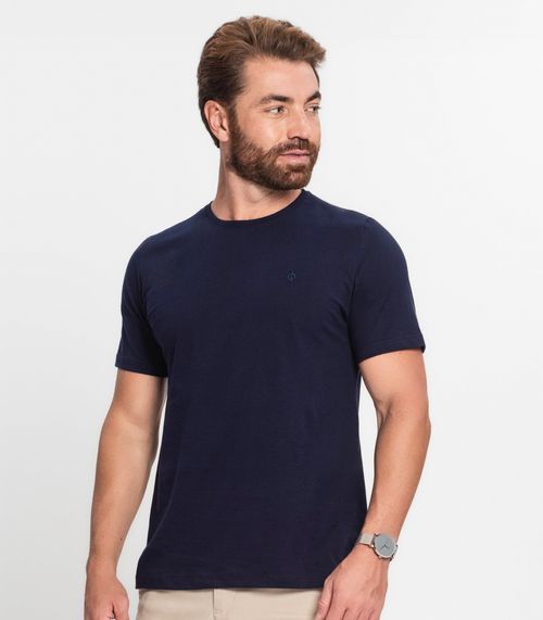 Camiseta Masculina Plus Size Meia Malha Diametro Azul