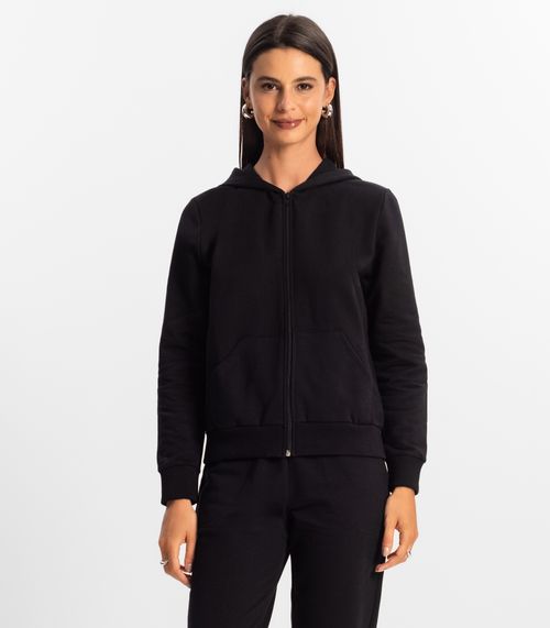 Jaqueta Feminina Básica com Capuz Rovitex Preto