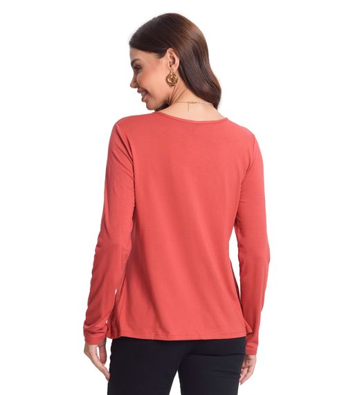 Blusa Feminina Com Botões Manga Longa Rovitex Marrom