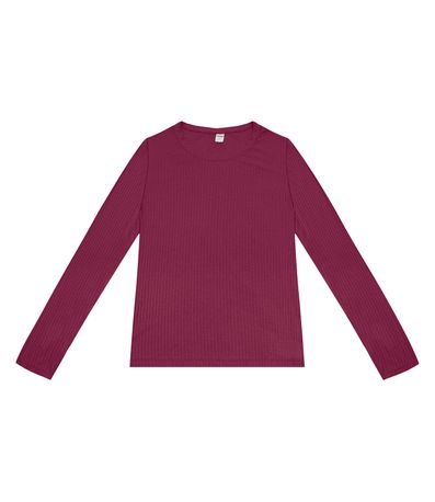 Blusa Manga Longa Canelada Rovitex Vermelho