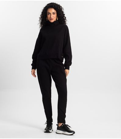 Conjunto Blusão com Calça Feminino Rovitex Preto