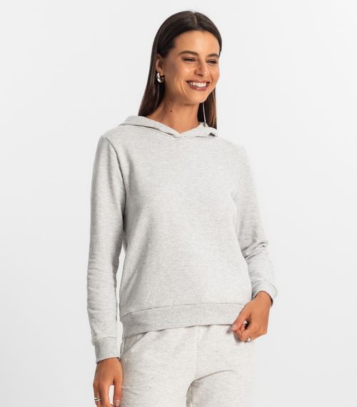 Blusão com Capuz Feminino Rovitex Cinza
