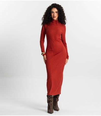 Vestido Manga Longa Feminino Rovitex Laranja