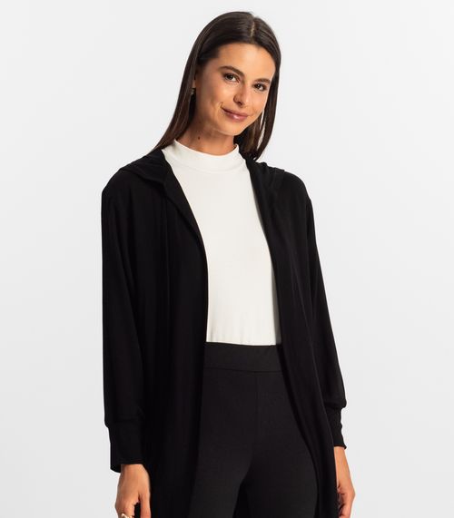 Cardigan Com Capuz Feminino Rovitex Preto