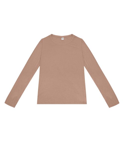Blusa Manga Longa Canelada Rovitex Marrom
