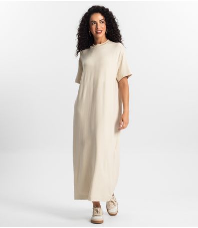 Vestido Midi Feminino Rovitex Bege