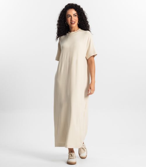Vestido Midi Feminino Rovitex Bege