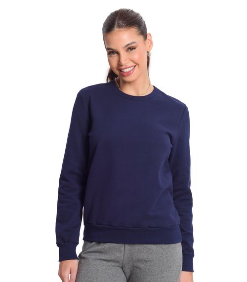 Blusão Feminino Básico de Moletom Rovitex Azul