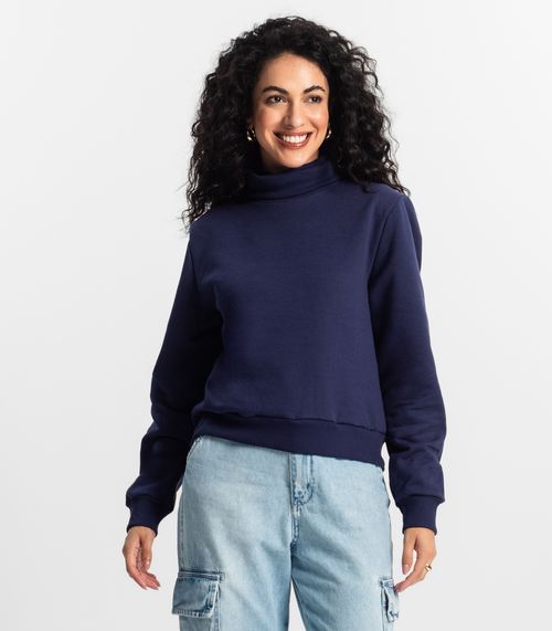 Blusão Feminino Em Moletom Rovitex Azul