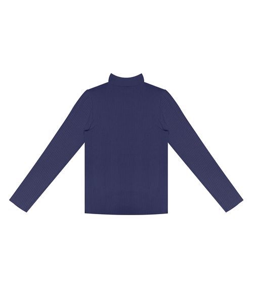 Blusa Manga Longa Canelada Rovitex Azul