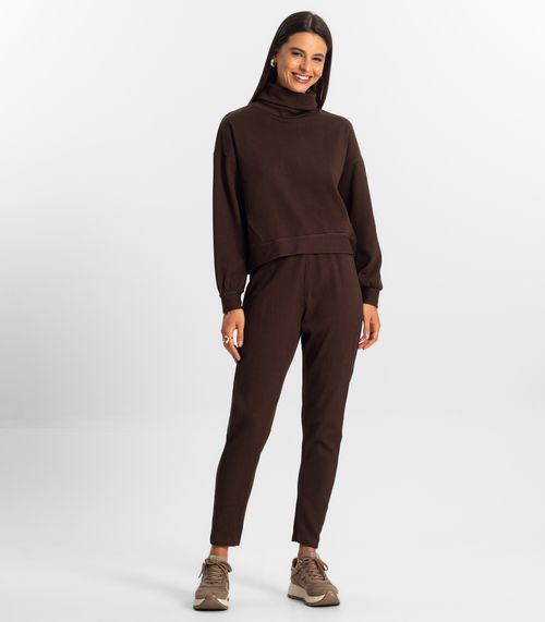 Conjunto Blusão com Calça Feminino Rovitex Marrom
