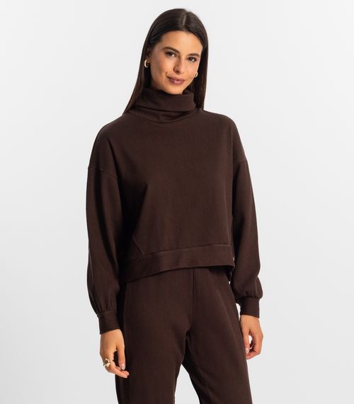 Conjunto Blusão com Calça Feminino Rovitex Marrom