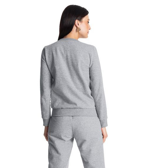 Blusão Feminino Básico de Moletom Rovitex Cinza