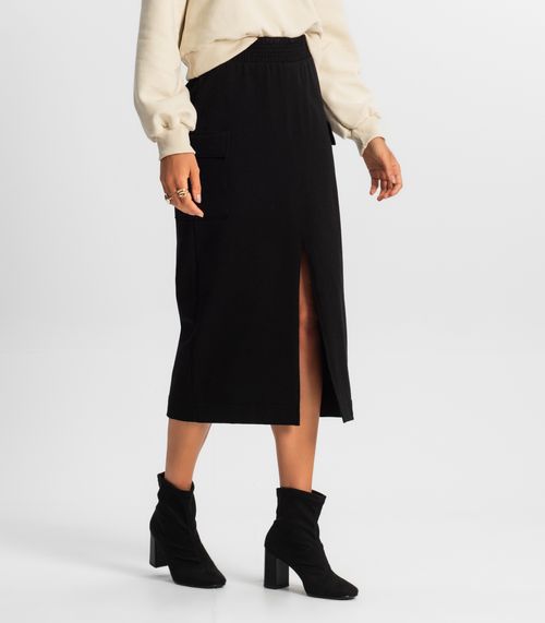 Saia Midi Cargo Feminino Rovitex Preto