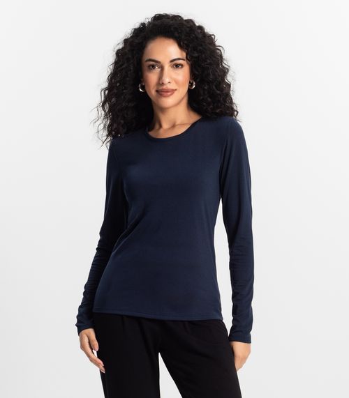 Blusa Manga Longa Feminina Rovitex Azul