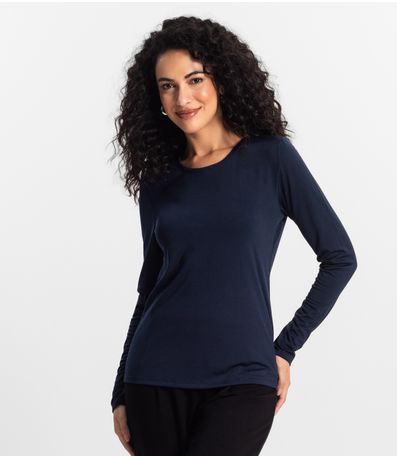 Blusa Manga Longa Feminina Rovitex Azul