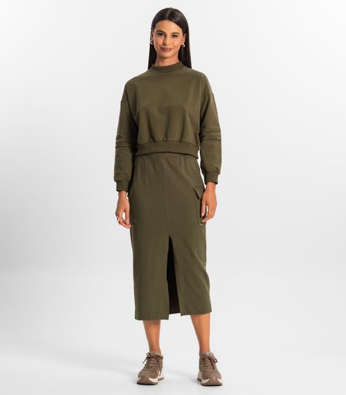 Saia Midi Cargo Feminino Rovitex Verde