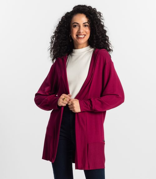 Cardigan Com Capuz Feminino Rovitex Vermelho