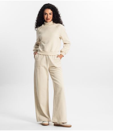 Conjunto de blusão com calça Rovitex Bege