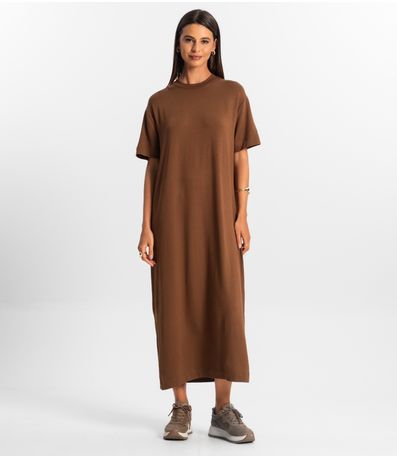 Vestido Midi Feminino Rovitex Marrom