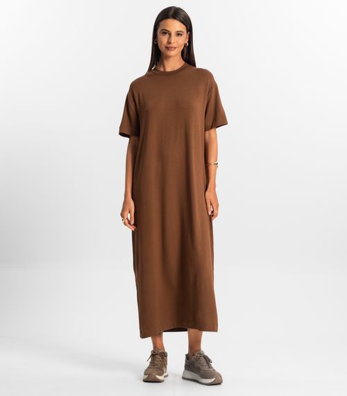 Vestido Midi Feminino Rovitex Marrom