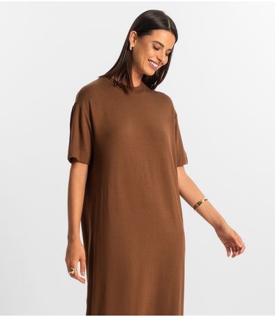 Vestido Midi Feminino Rovitex Marrom