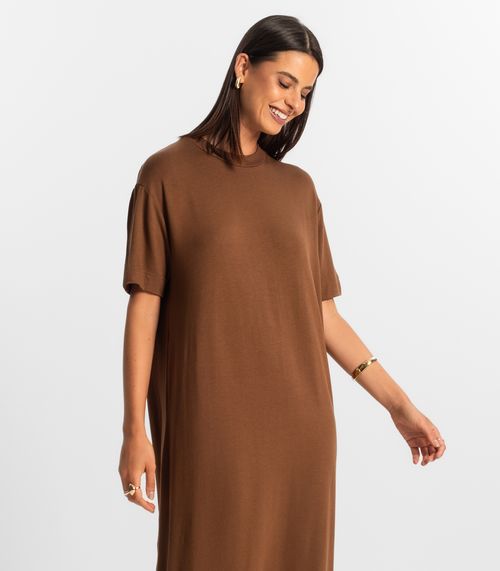 Vestido Midi Feminino Rovitex Marrom