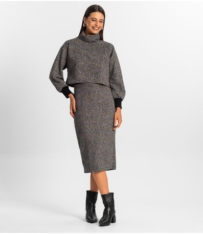Saia Midi Feminina Rovitex Preto