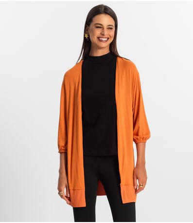 Cardigan 3/4 Feminino Rovitex Laranja