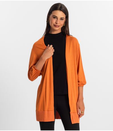 Cardigan 3/4 Feminino Rovitex Laranja