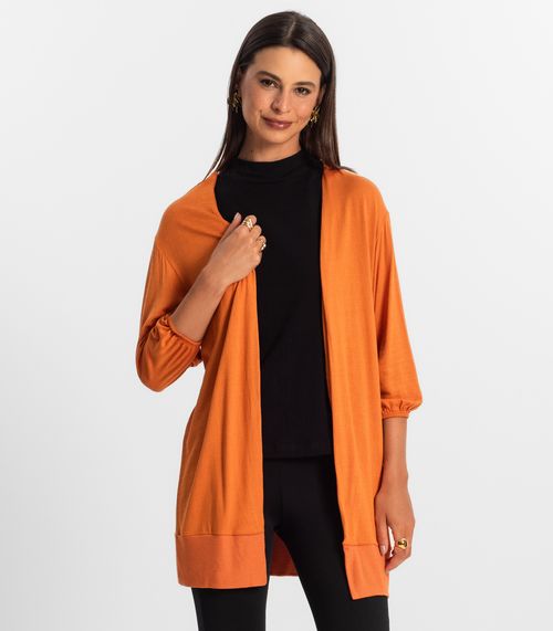 Cardigan 3/4 Feminino Rovitex Laranja