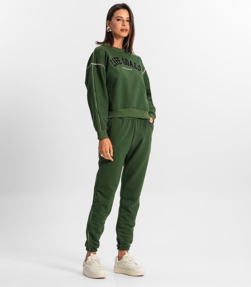 Conjunto Blusão com Calça Feminino Rovitex Verde