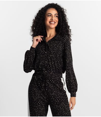 Camisa  Estampada Feminina Rovitex Preto