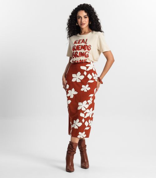 Saia Midi Feminina Rovitex Laranja