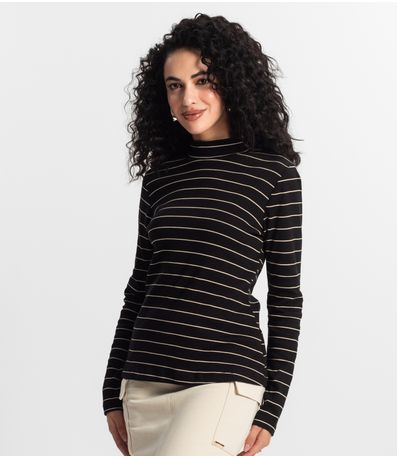 Blusa Manga Longa Feminina Rovitex Preto