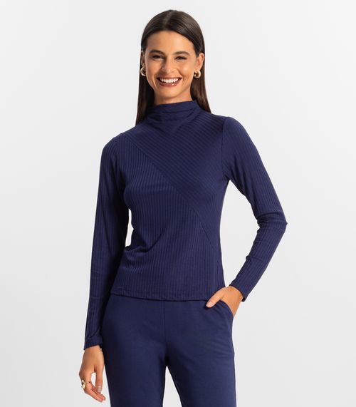 Blusa Manga Longa Feminina Rovitex Azul