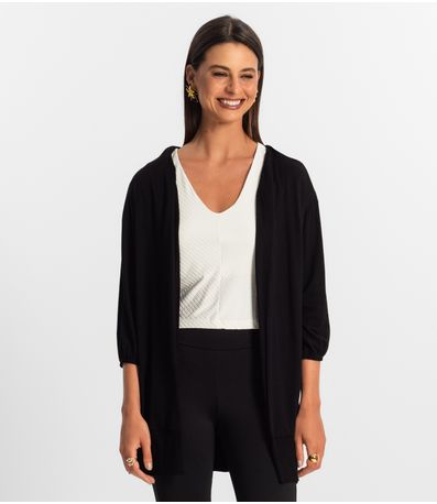 Cardigan 3/4 Feminino Rovitex Preto