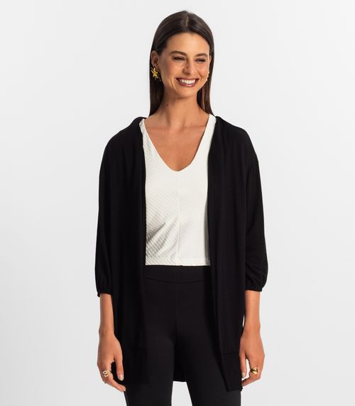 Cardigan 3/4 Feminino Rovitex Preto