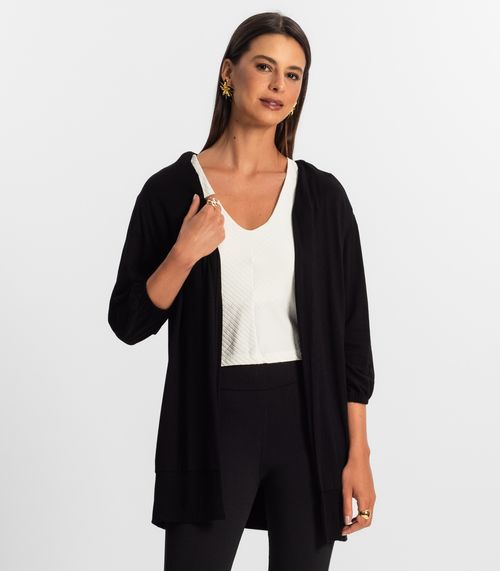 Cardigan 3/4 Feminino Rovitex Preto