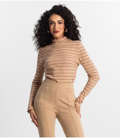 Blusa Manga Longa Feminina Rovitex Marrom