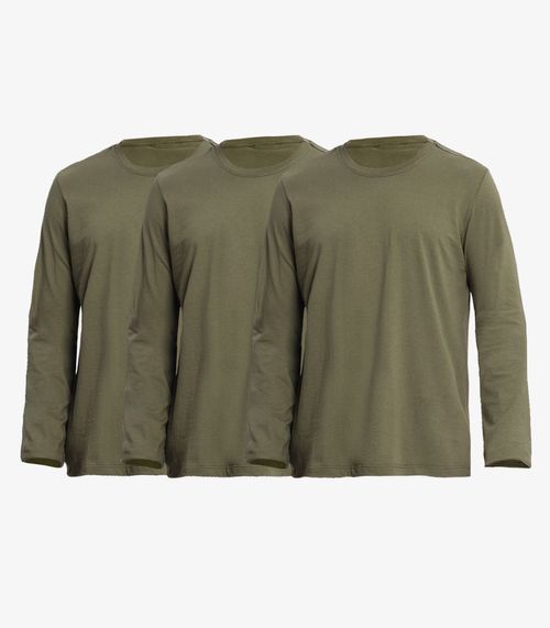 Kit 3 Camiseta Manga Longa Masculina  Meia Malha Kohmar Verde