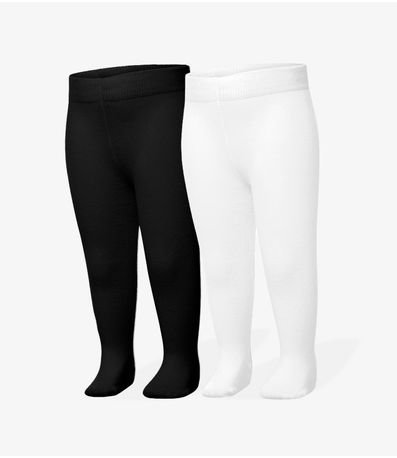 Kit 2 Meia Calça Infantil Lisa Trick Nick Sortido